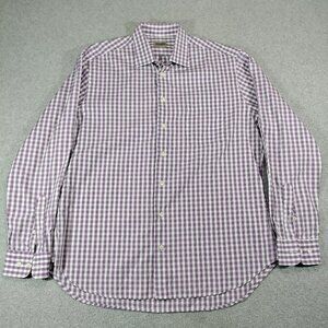 Gitman Bros Mens XL Purple White Gingham Button Down Shirt Made in USA